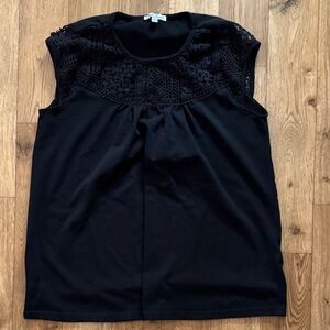 white birch Black Lace-Yoke Tank Top